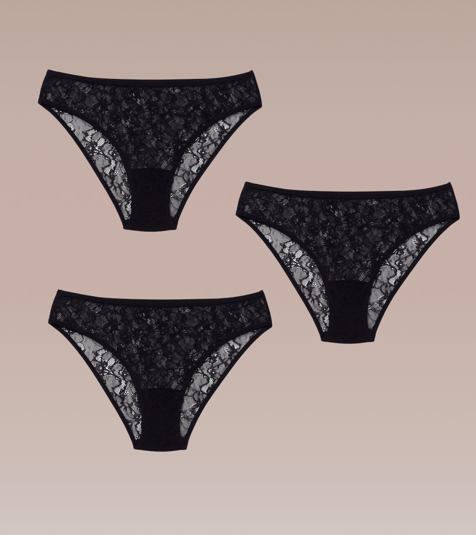 All Lace Brief Pack Black - 3 pcs