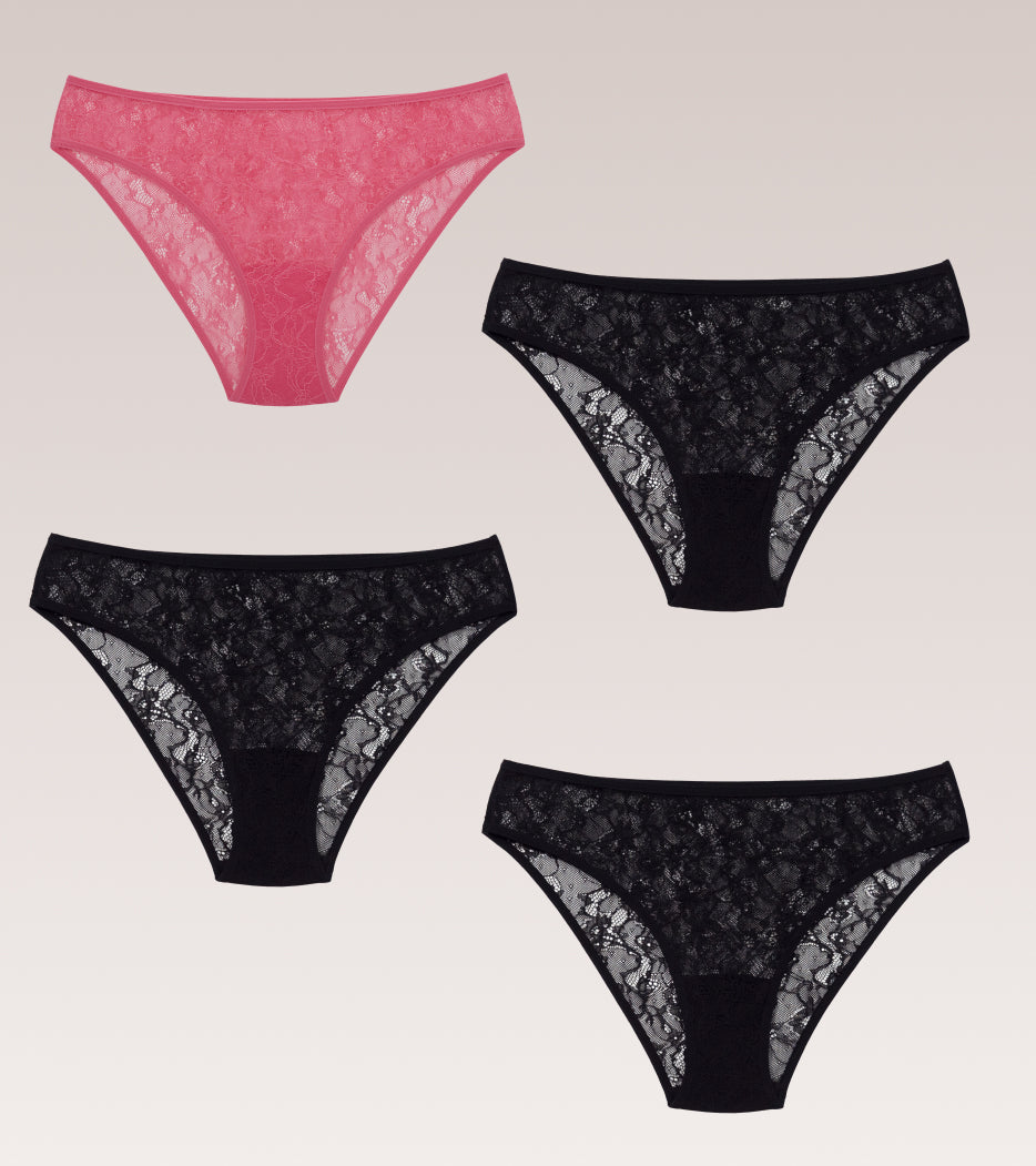 All Lace Brief Pack Black&Pink - 4 pcs