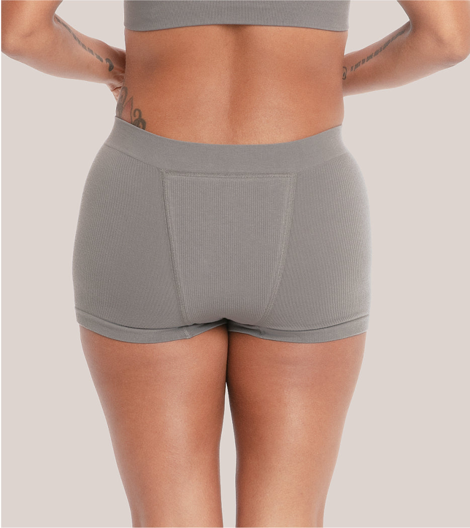 Seamless Ribbed Boxer Short - Graphite