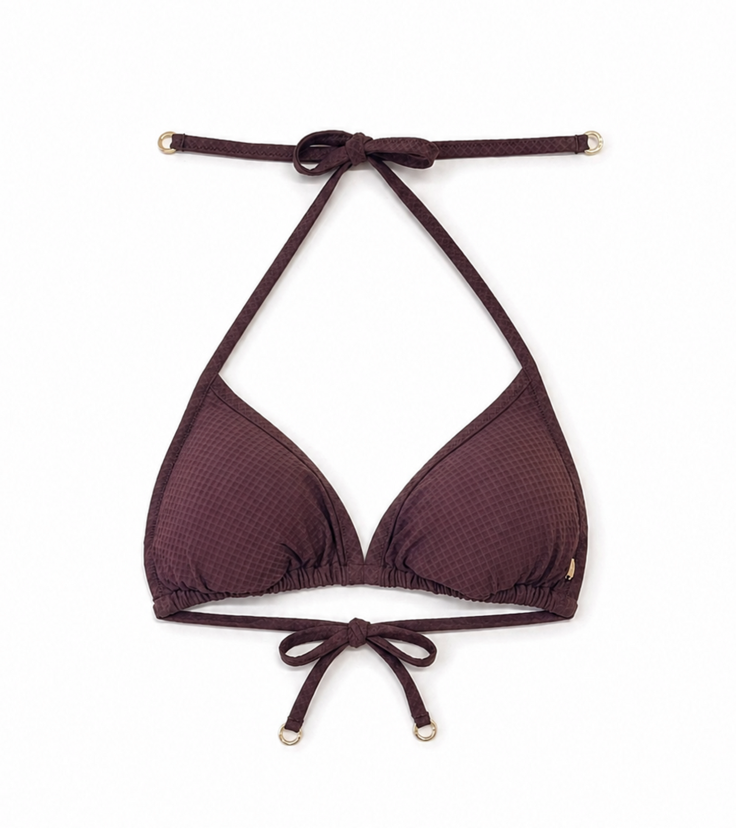 Swimwear - Waffle - Triangle - Top - Brown